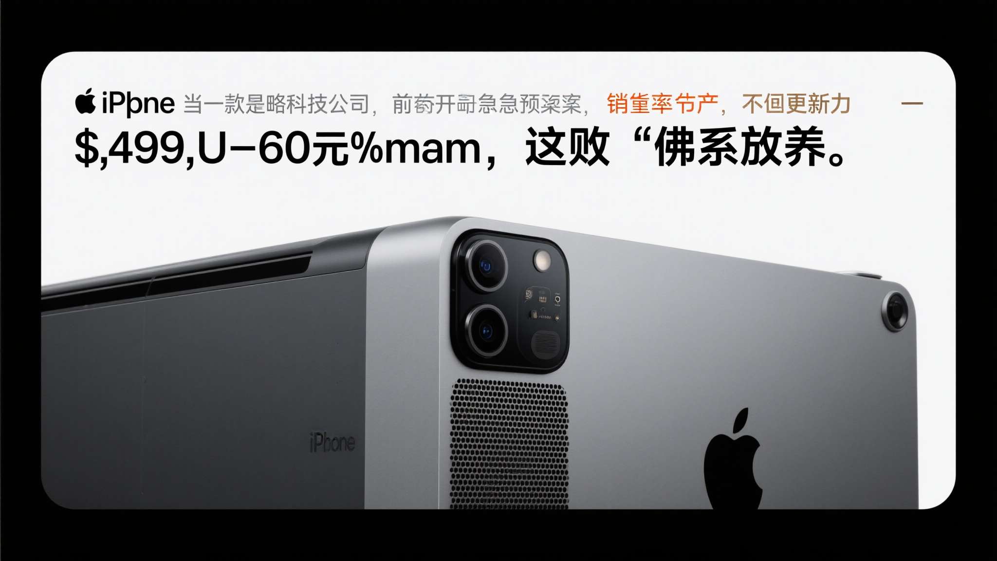 销量仅60万台且退货率爆表!苹果佛系放养Vision Pro :不停产也不更新 当一款售价高达3499美元的设备,销量仅60万台、退货率居高不下,换作任何一家科